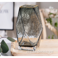 Hiasan Emas Smokey Grey Geometric Glass Vases